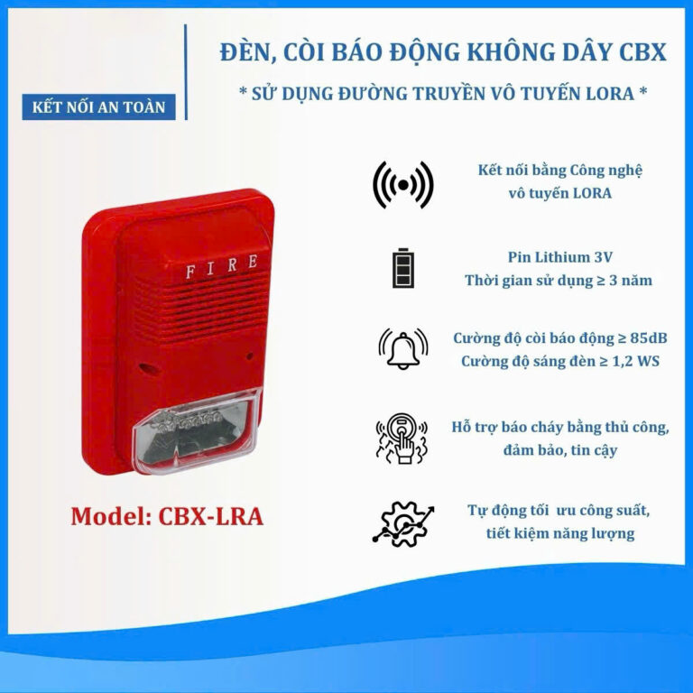 ĐÈN, CÒI BÁO ĐỘNG KHÔNG DÂY CBX – LRA